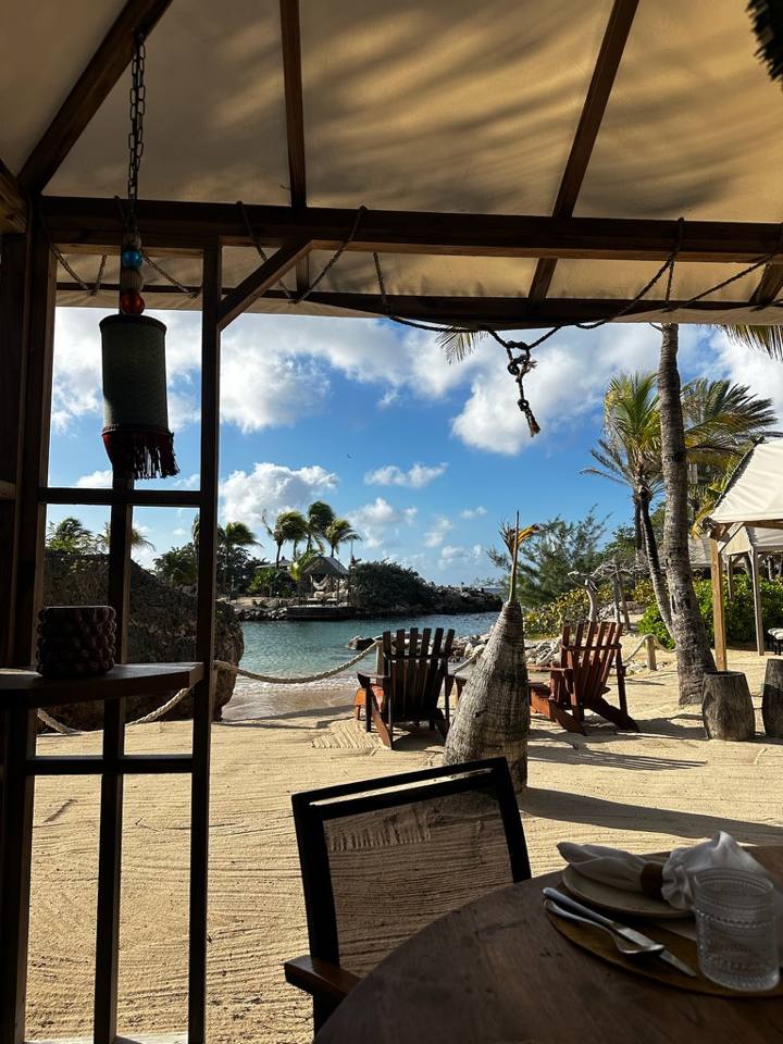 The beach view from the breakfast table at Baoase