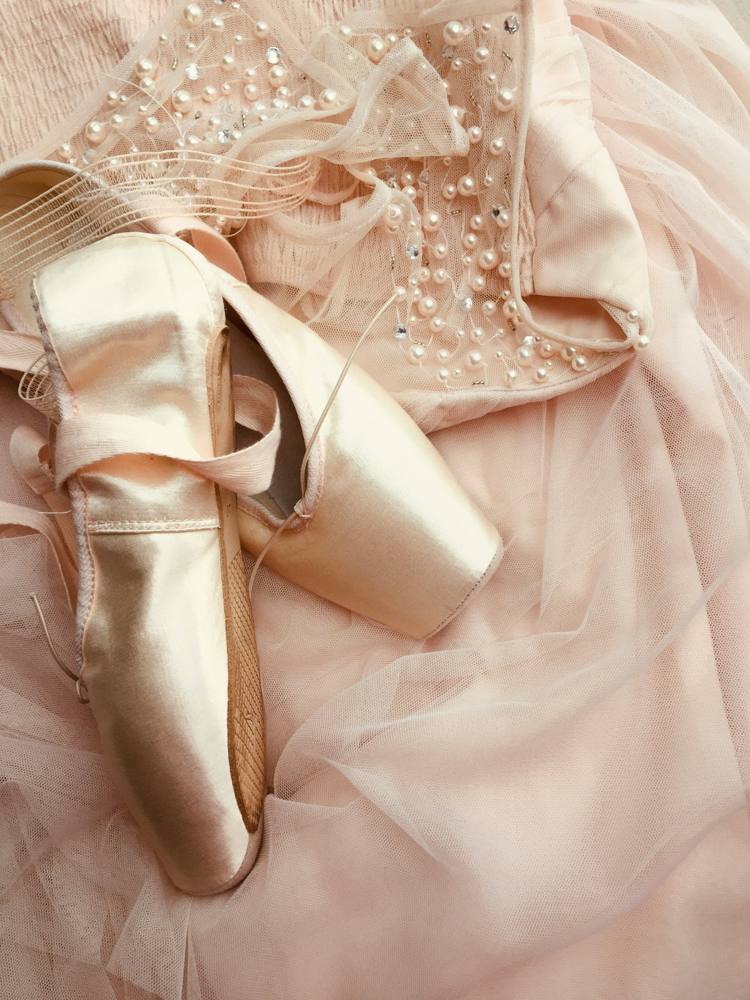Blush pink pointe shoes